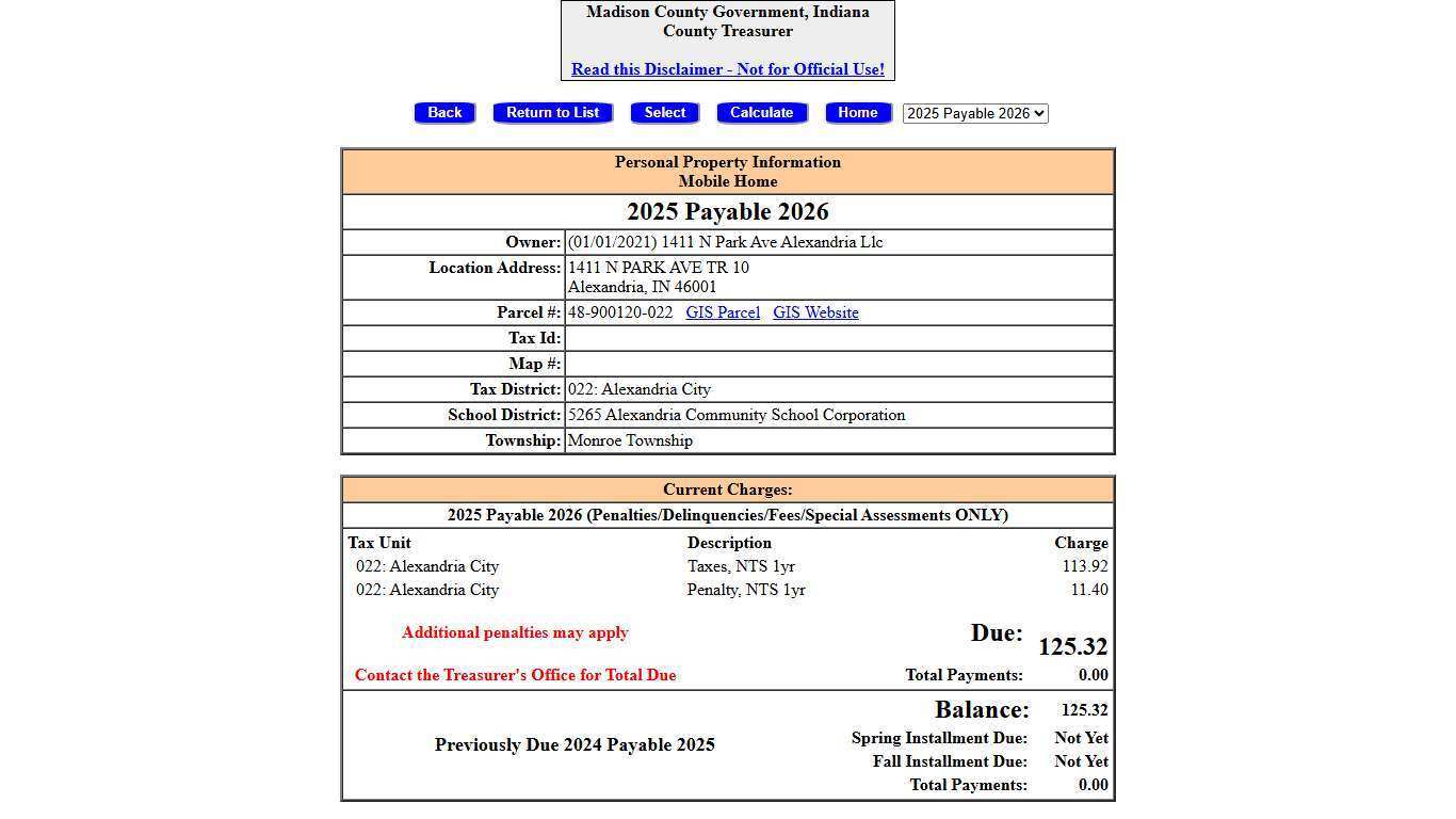 County Treasurer: Real Property Information